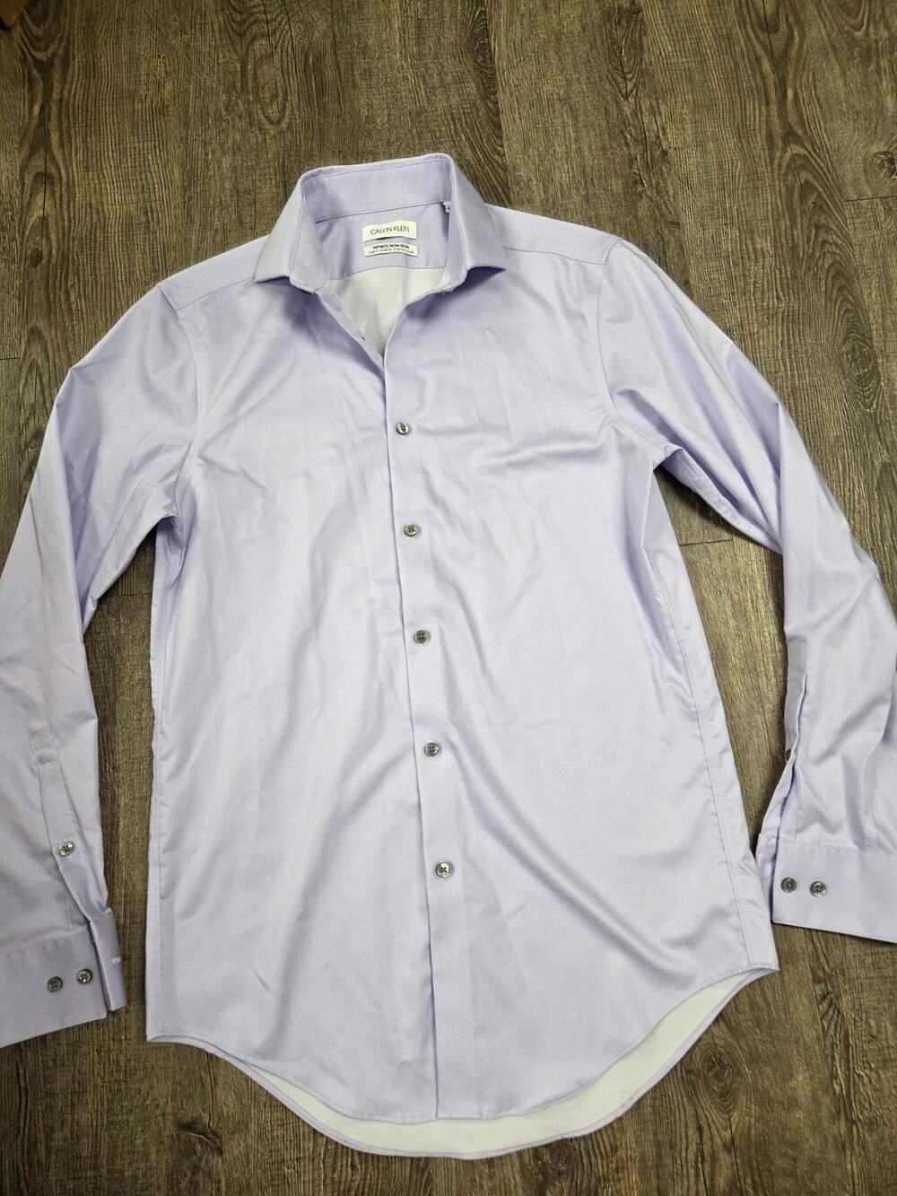 Calvin Klein Infinite Non-Iron Solid Lavender Slim Fit Stretch Shirt 14.5 32/33